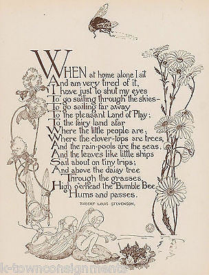 The Little Land Poem by Robert Louis Stevenson Antique Graphic Art Nursery Print - K-townConsignments