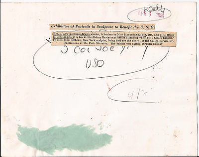 MRS ALLWYN INNESS-BROWN PRESS PHOTO JACQUELINE DEVOE HELEN CONSTANTINO 1950S - K-townConsignments