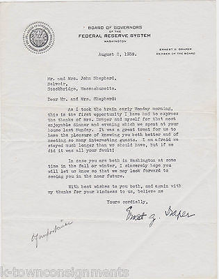 ERNEST DRAPER BOARD OF GOVERNORS FEDERAL RESERVE AUTOGRAPH SIGNED STATIONERY '38 - K-townConsignments