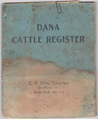 DANA CATTLE REGISTER VERMONT COW SALES RECORD BOOK - K-townConsignments