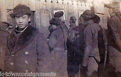 ASIAN BOY & MEN IN SIBERIA ANTIQUE SNAPSHOT PHOTO DATED 1919 - K-townConsignments