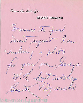 GEORGE KIYOSHI TOGASAKI ROTARY PRESIDENT AUTOGRAPH SIGNED STATIONERY NOTE - K-townConsignments