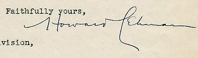 HOWARD LEHMAN SIGNED LEGAL STATIONERY LETTERHEAD 1950s - K-townConsignments