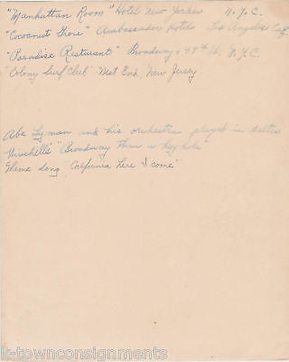 ABE LYMAN BIG BAND VINTAGE AUTOGRAPH SIGNED PHOTO 1933 - K-townConsignments