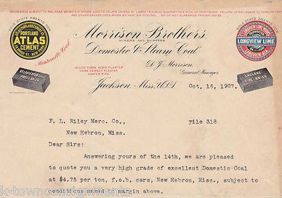 MORRISON BROTHERS COAL & COTTON ATLAS CEMENT LACLEDE BRICK VINTAGE AD STATIONERY - K-townConsignments