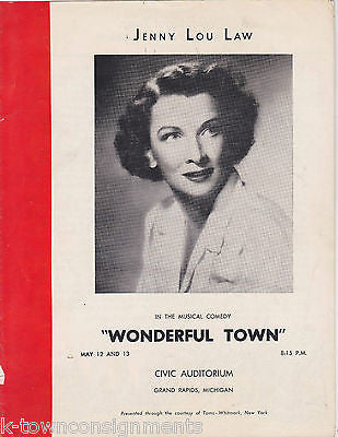 JENNY LOU LAW WONDERFUL TOWN VINTAGE THEATRE PLAYBILL & ACTORS SNAPSHOT PHOTOS - K-townConsignments