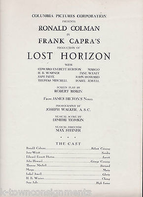 FRANK CAPRA LOST HORIZON MOVIE VINTAGE 1930s COLUMBIA PICTURES SOUVENIR PROGRAM - K-townConsignments