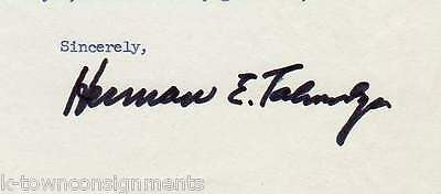 HERMAN TALMADGE GEORGIA 1972 SENATOR AUTOGRAPH SIGNED SENATE STATIONERY LETTER - K-townConsignments