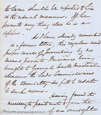 MAJOR GENERAL EYRE NOTTINGHAM SHERIFF ROYAL NAVY COURTS-MARTIAL LETTER 1895 - K-townConsignments