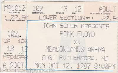 PINK FLOYD VINTAGE MEADOWLANDS ARENA CONCERT TICKET STUB 1987 - K-townConsignments