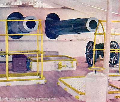 US BATTLESHIP MASSACHUSETTS AFT TURRET GUNS CANNON ANTIQUE STEREOVIEW PHOTO - K-townConsignments