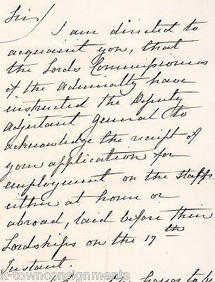 COLONEL REA BRITISH ROYAL MARINES ELECTION TO ADMIRALTY AUTOGRAPH SIGNED LETTER - K-townConsignments