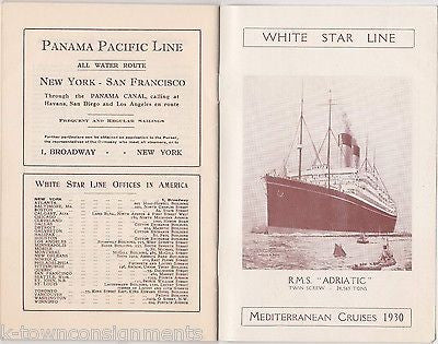 SS ADRIATIC WHITE STAR LINE CRUISE SHIP 1930s GRAPHIC ILLUSTRATED PASSENGER LIST - K-townConsignments