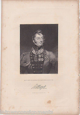 SIR CHARLES WILLIAM DOYLE MAJOR GENERAL ANTIQUE SIGNATURE ENGRAVING PRINT 1835 - K-townConsignments