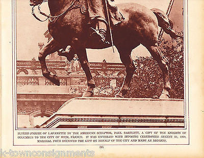PAUL BARTLETT EQUESTRIAN STATUE LAFAYETTE VINTAGE NEWS PHOTO POSTER PRINT 1921 - K-townConsignments