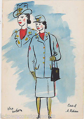 WAC WOMAN IN UNIFORM WWII ILLUSTRATOR A. ROTHSTEIN VINTAGE PENCIL DRAWING - K-townConsignments