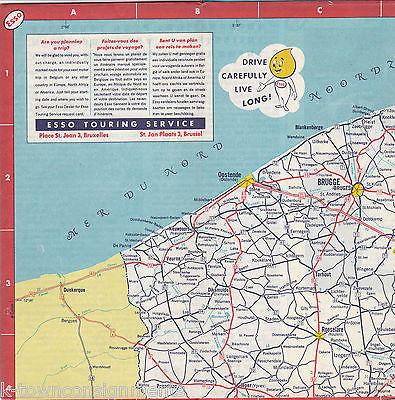 ESSO GASOLINE VINTAGE BELGIUM EUROPE GRAPHIC ADVERTISING MAP - K-townConsignments