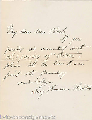 LUCY BRONSON HINTON AMERICAN ARTIST VINTAGE AUTOGRAPH SIGNED PERSONAL NOTE - K-townConsignments