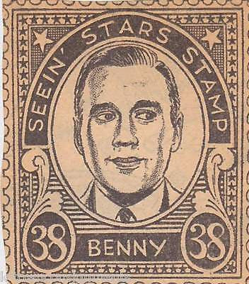 JACK BENNY MOVIE ACTOR VINTAGE SEEIN STARS STAMP GRAPHIC PROMO CLIPPING - K-townConsignments