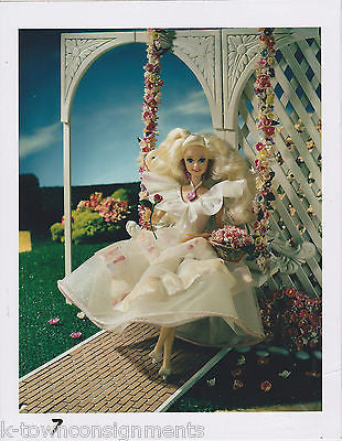 BARBIE PINK FLOWER DRESS W/ A ROSE ON A SWING ORIGINAL ADVERTISING DISPLAY PHOTO - K-townConsignments