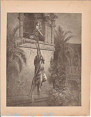 Escape of David 1870 Antique Bible Engraving Print Samuel XIX - K-townConsignments