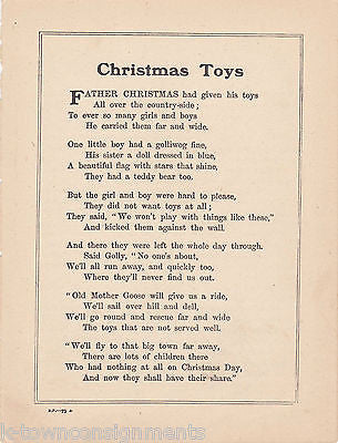 Christmas Toys Girls Snowman Play Vintage Fairy Tale Nursery Rhyme Poem Print - K-townConsignments