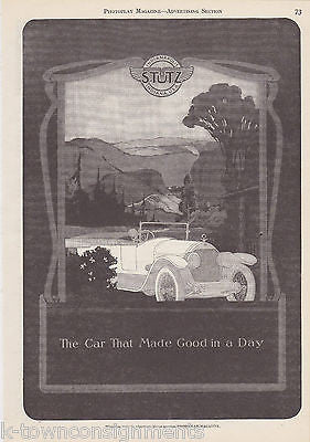 STUTZ INDIANAPOLIS AUTOMOBILE CARS VINTAGE 1920s GRAPHIC ADVERTISING PRINT - K-townConsignments