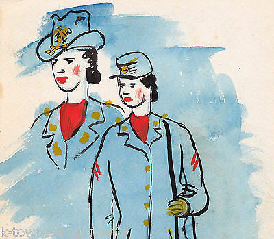 WAC WOMAN IN UNIFORM WWII ILLUSTRATOR A. ROTHSTEIN VINTAGE PENCIL DRAWING - K-townConsignments
