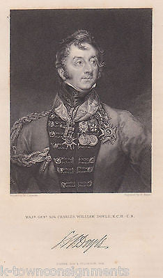 SIR CHARLES WILLIAM DOYLE MAJOR GENERAL ANTIQUE SIGNATURE ENGRAVING PRINT 1835 - K-townConsignments