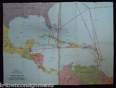 BWIA BRITISH AIRWAYS VINTAGE CARIBBEAN FLIGHT MAP ADVERTISING POSTER FLYER - K-townConsignments