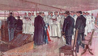 USS BATTLESHIP TEXAS CHURCH SERVICE KEY WEST VINTAGE GRAPHIC ART POSTER PRINT - K-townConsignments