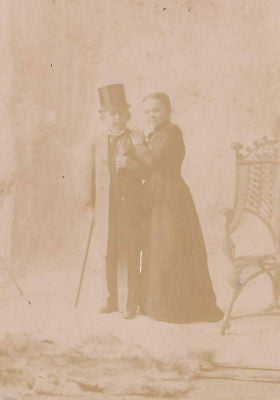 DWARF HUSBAND WIFE TOP HAT DRESS ANTIQUE CABINET PHOTO - K-townConsignments