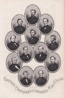 UNION CONGRESS EARLY AMERICAN POLITICAL ENGRAVING PRINT - K-townConsignments