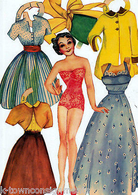 ROSE #3 1950s FASHION CLOTHING VINTAGE PAPER DOLL OUTFITS & DRESSES CUT-OUTS LOT - K-townConsignments