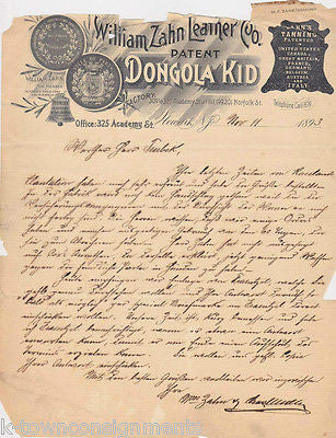 ZAHN LEATHER DONGOLA KID AUTOGRAPH SIGNED WESTERN ANTIQUE ENGRAVING STATIONERY - K-townConsignments