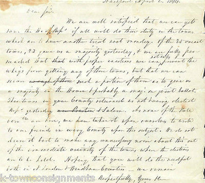 GIDEON WELLES HARTFORD COMMITTEE AUTOGRAPH SIGNED ANTI-WHIG CAMPAIGN LETTER 1844 - K-townConsignments