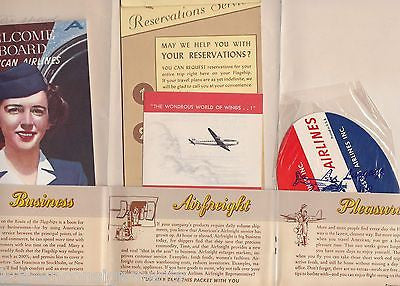 AMERICAN AIRLINES VINTAGE GRAPHIC ADVERTISING BOARDING PACKET W/ FLIGHT NOTES - K-townConsignments