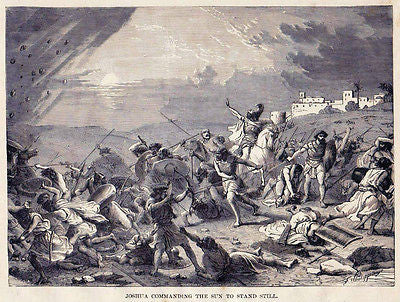 Josua Battle Scene 1870s Jewish Antique Engraving Print - K-townConsignments