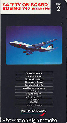 BRITISH AIRWAYS BOEING 747 IN-FLIGHT CABIN SAFETY ON BOARD GRAPHIC INSERT - K-townConsignments
