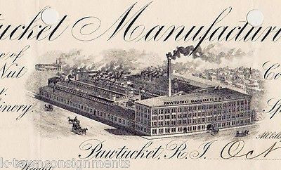 PAWTUCKET MACHINERY MANUFACTURING RHODE ISLAND ANTIQUE ENGRAVING STATIONERY 1899 - K-townConsignments