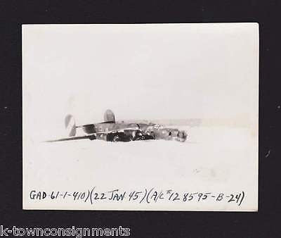 WWII MILITARY DOWNED B24 LIBERATOR SHOT DOWN IT THE SNOW VINTAGE SNAPSHOT PHOTO - K-townConsignments