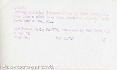 SOLDIER WIDE LEAP OBSTACLE COURSE FT McCLELLAN VINTAGE WWII MILITARY FILE PHOTO - K-townConsignments