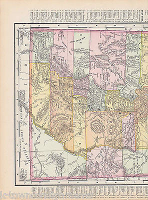 Utah State Antique 1898 Graphic Illustration Map Atlas Print - K-townConsignments