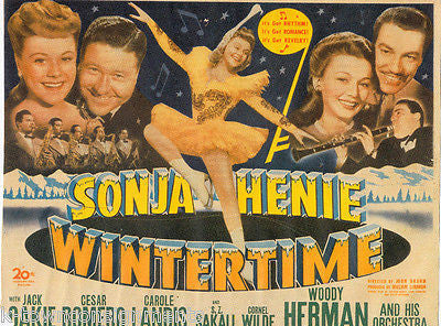 SONIA HENIE 'WINTERTIME' 20th FOX ICE SKATING VINTAGE MOVIE PROMO POSTER - K-townConsignments