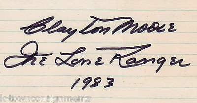 CLAYTON MOORE LONE RANGER COWBOY MOVIE ACTOR VINTAGE AUTOGRAPH SIGNED CARD - K-townConsignments