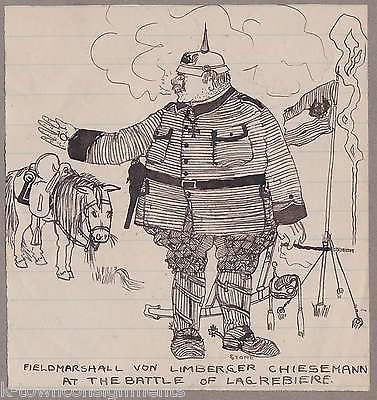 WWI GERMANY MILITARY GENERALS ANTIQUE INK DRAWING SKETCHES SIGNED BY ARTISTS - K-townConsignments