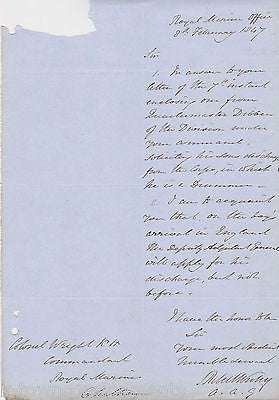 BRITISH ROYAL NAVY HMS HARLEQUIN ANTI-SLAVERY 1840s SIGNED MILITARY DOCUMENT - K-townConsignments