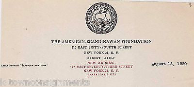 HENRY LEACH AMERICAN SCANDINAVIAN FOUNDATION AUTOGRAPH SIGNED STATIONERY LETTER - K-townConsignments