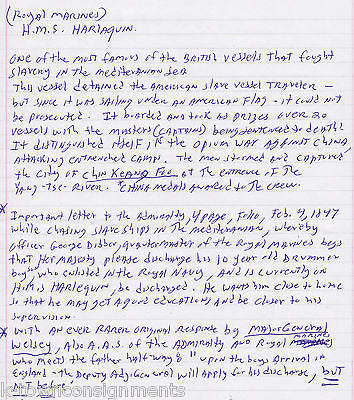 BRITISH ROYAL NAVY HMS HARLEQUIN ANTI-SLAVERY 1840s SIGNED MILITARY DOCUMENT - K-townConsignments