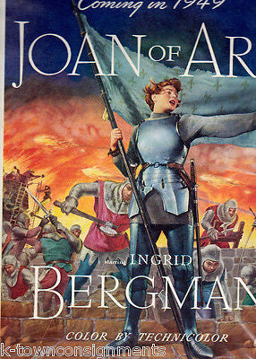 INGRID BERGMAN JOAN OF ARC VINTAGE 1940s GRAPHIC ART MOVIE POSTER - K-townConsignments